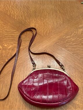 Lee Sands Burgundy red eel skin shoulder bag